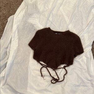 Missguided Dark Brown Knit Crop Top